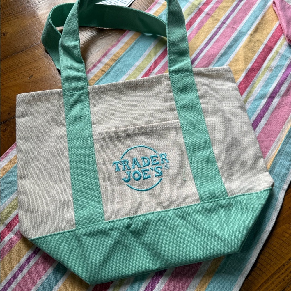 NWT limited release Trader Joe's Canvas Mini Tote Bag MINT